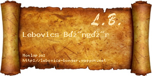 Lebovics Böngér névjegykártya